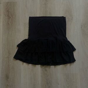 Black Ruffled High Waist Mini Skirt